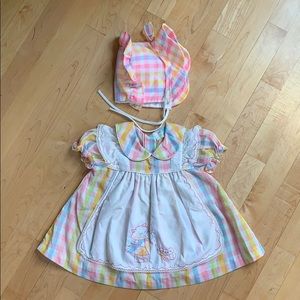 Tiny Tots Plaid Vintage Dress and Bonnet